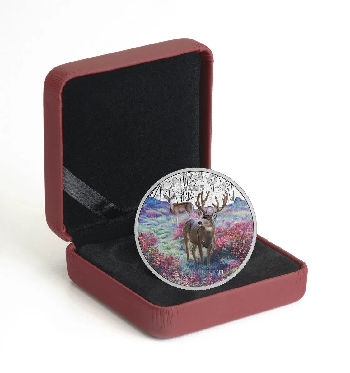 1 oz. Fine Silver Coloured Coin – Misty Morning Mule Deer – Mintage: 6,500 (2015)