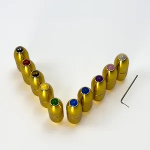 10pc Gemstone Boot Set for Tuning Forks - Sound Healing and Biofield Harmonization with Crystal Therapy - Customizable Crystal Boot Gem Feet - Gold