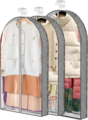 3 Pcs Garment Bags, 40" & 50" PEVA Moth-Proof Breathable Dust Cover, Hanging Clothes Covers with Bedroom, Suits, Padded Clothes, Shirts Prevent Dust