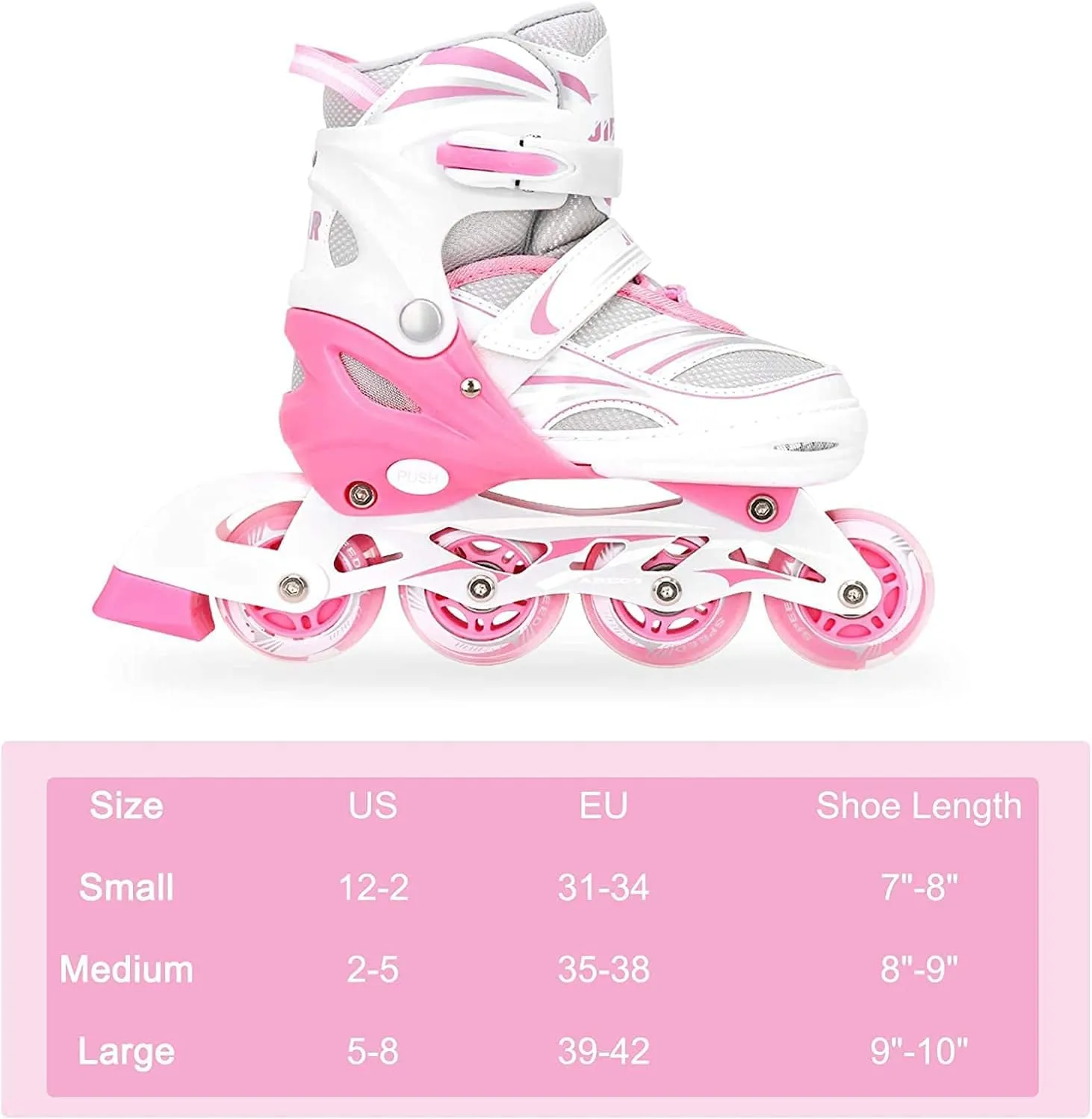 4 Size Adjustable Inline Skate for Kids,Children's Inline Skates with Light Up Wheel,Outdoor Illuminating Roller Skates for Girls,Boys and Beginners