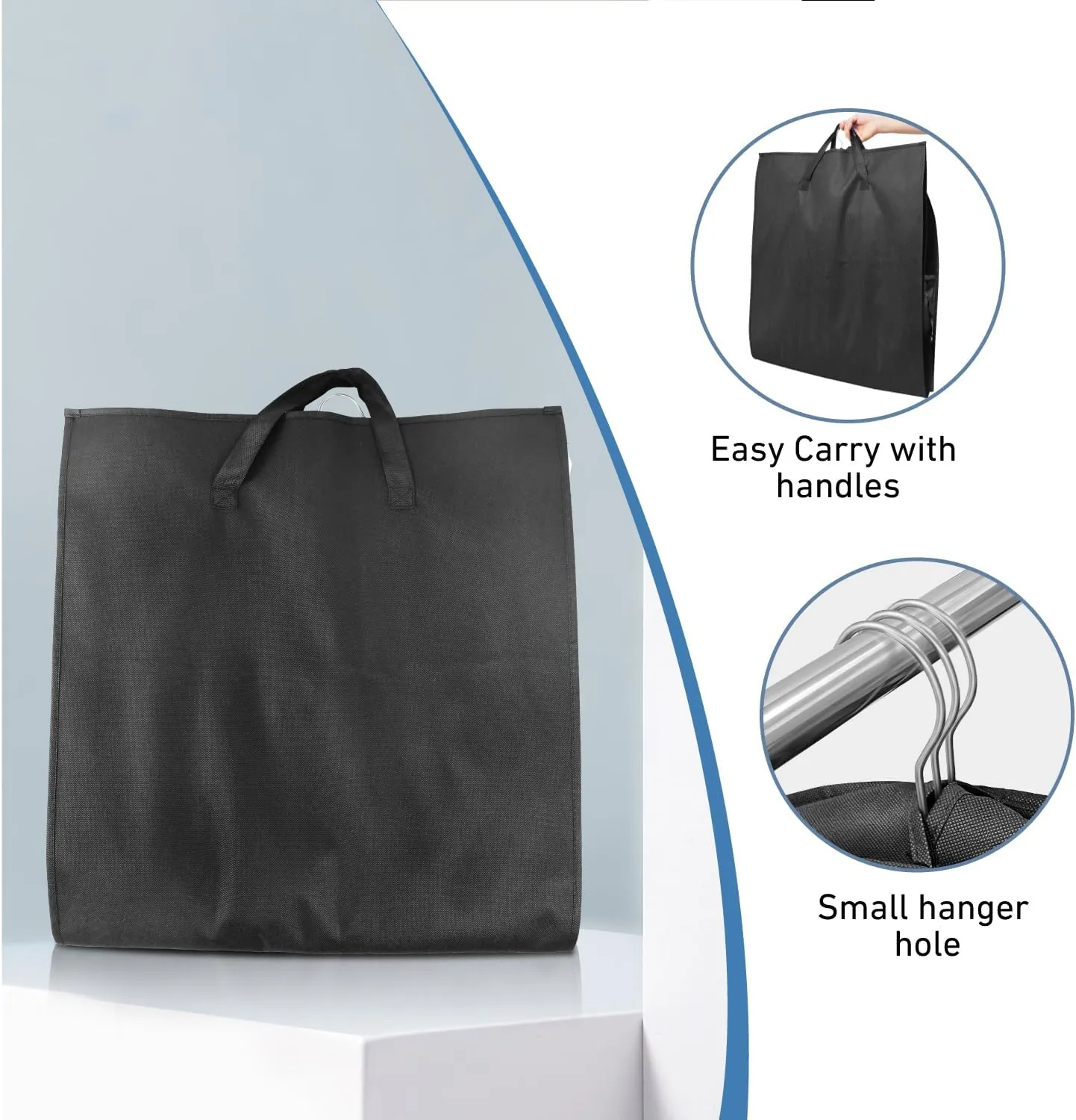 60" Dress Bags for Gowns Long Garment Bags for Travel 4" Gussetes for Hanging Clothes Closet Storage, for Fur Coat Wedding dress Down Jacket 6 Packs