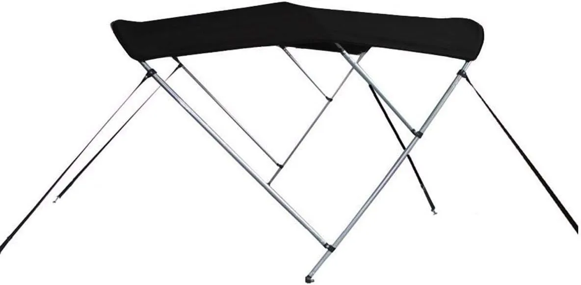 7.6 oz Black 3 Bow Round Tube Boat Bimini TOP Sunshade Compatible for STACER 379 PROLINE 2013-2017
