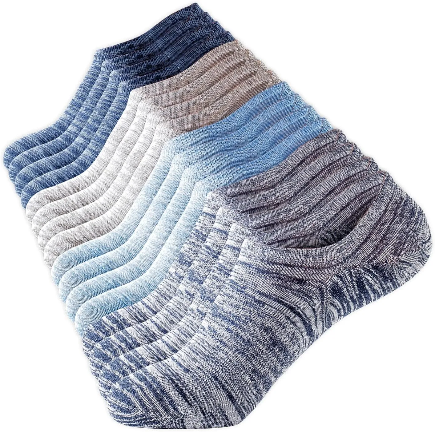 8 Pairs Mens No Show Socks Invisible Low Cut Ankle Short Loafer Boat Socks Nonslip Cotton Socks