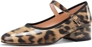 Aachcol Womens Mary Jane Shoes Round Toe Chunky Block Heel Mary Jane Pumps Office Low Heel Dress Shoes 2.0 Inches Heels