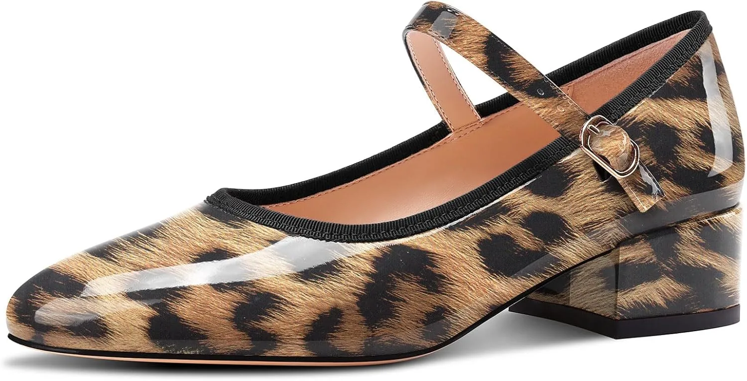 Aachcol Womens Mary Jane Shoes Round Toe Chunky Block Heel Mary Jane Pumps Office Low Heel Dress Shoes 2.0 Inches Heels