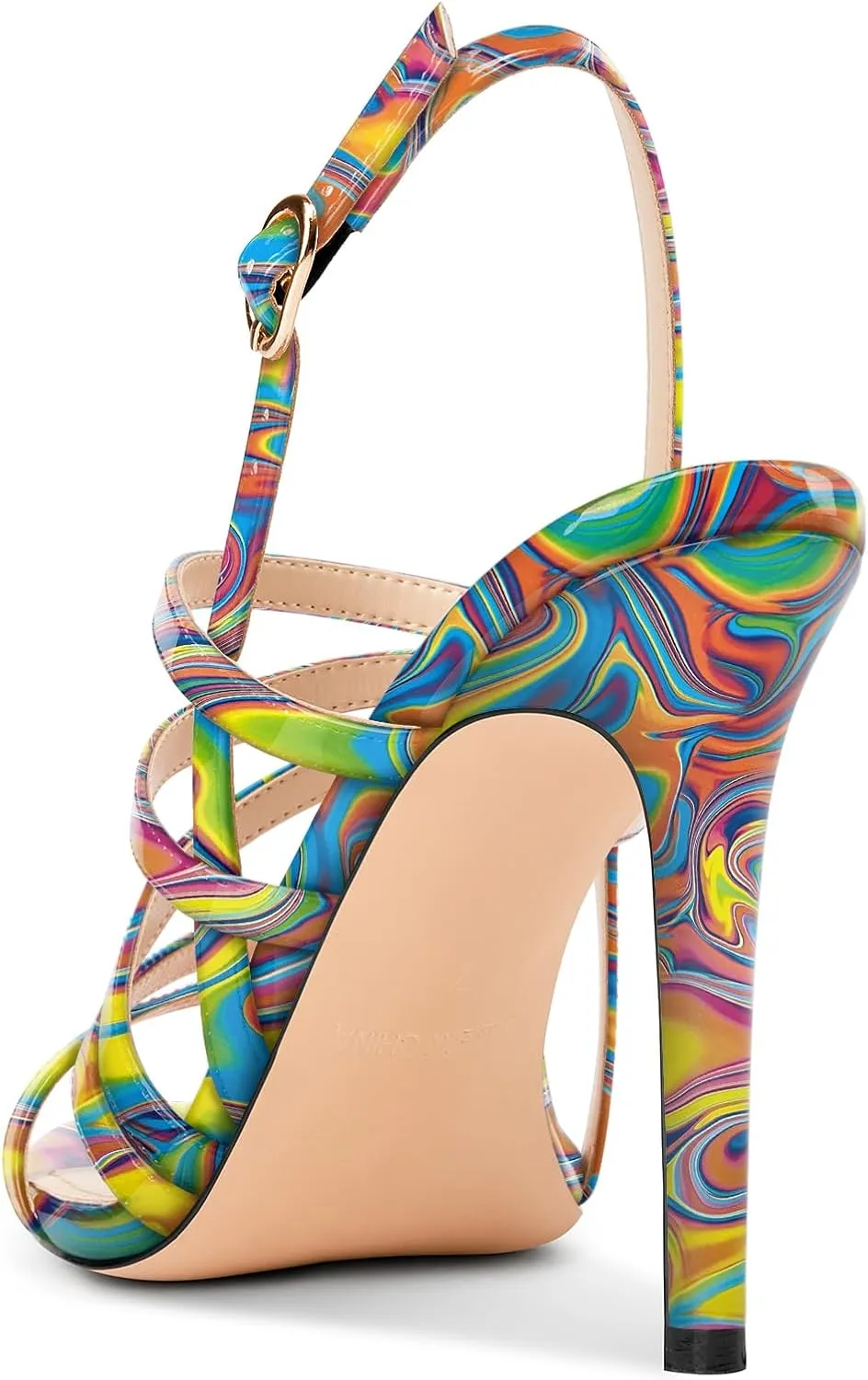 Aachcol Womens Open Toe Strappy High Heels Slingback Stiletto Heel Sandals Ankle Strap Party Dress Shoes 3.9 Inches Heels