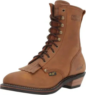 Ad Tec Men's 9" Packer Full Grain Tumbled Leather Work Boot - Non-Slip and Oil Resistant Rubber Sole - Suitable for Riding, Hiking, and Construction - Chestnut/Black