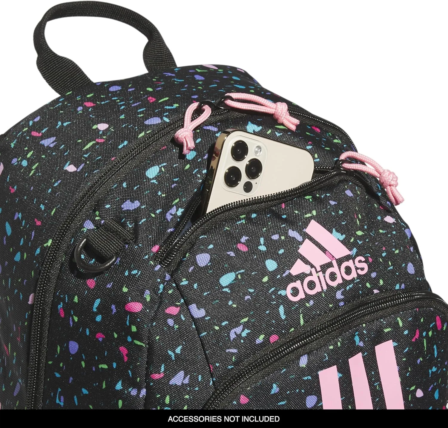 adidas Creator Comfortable and Durable Small Athletic Bag or Laptop Backpack for Women and Men, Speckle Black/Bliss Pink/Black, One Size
