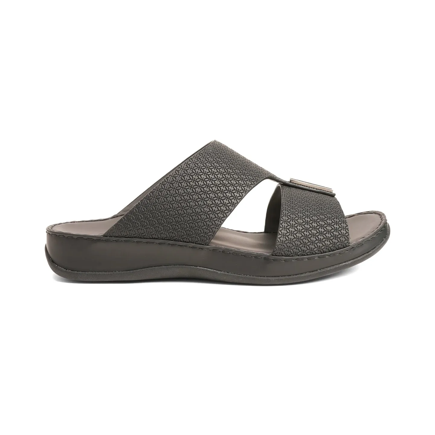 Aetrex Men's traditional Textured Leather Arabic Sandals - Black