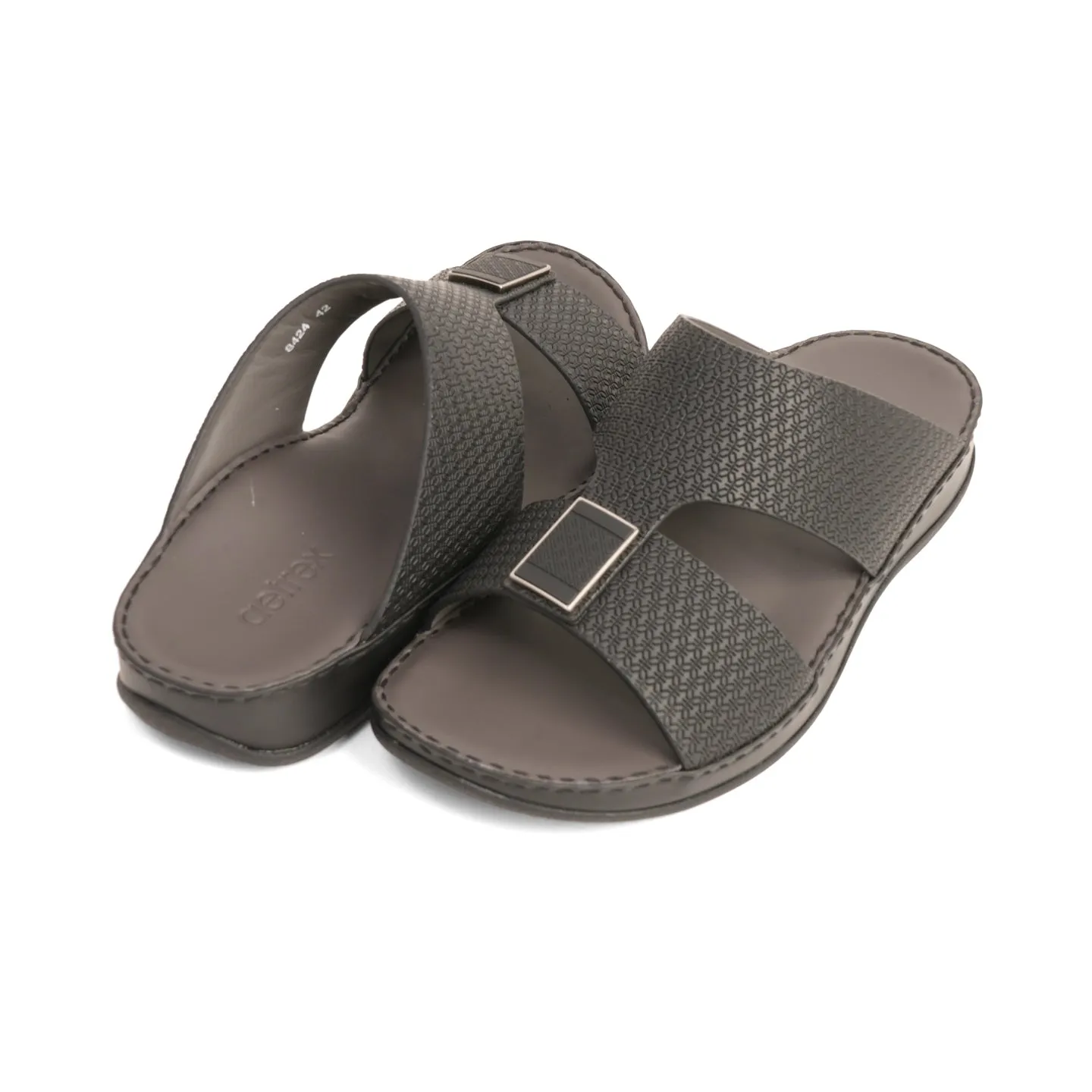 Aetrex Men's traditional Textured Leather Arabic Sandals - Black