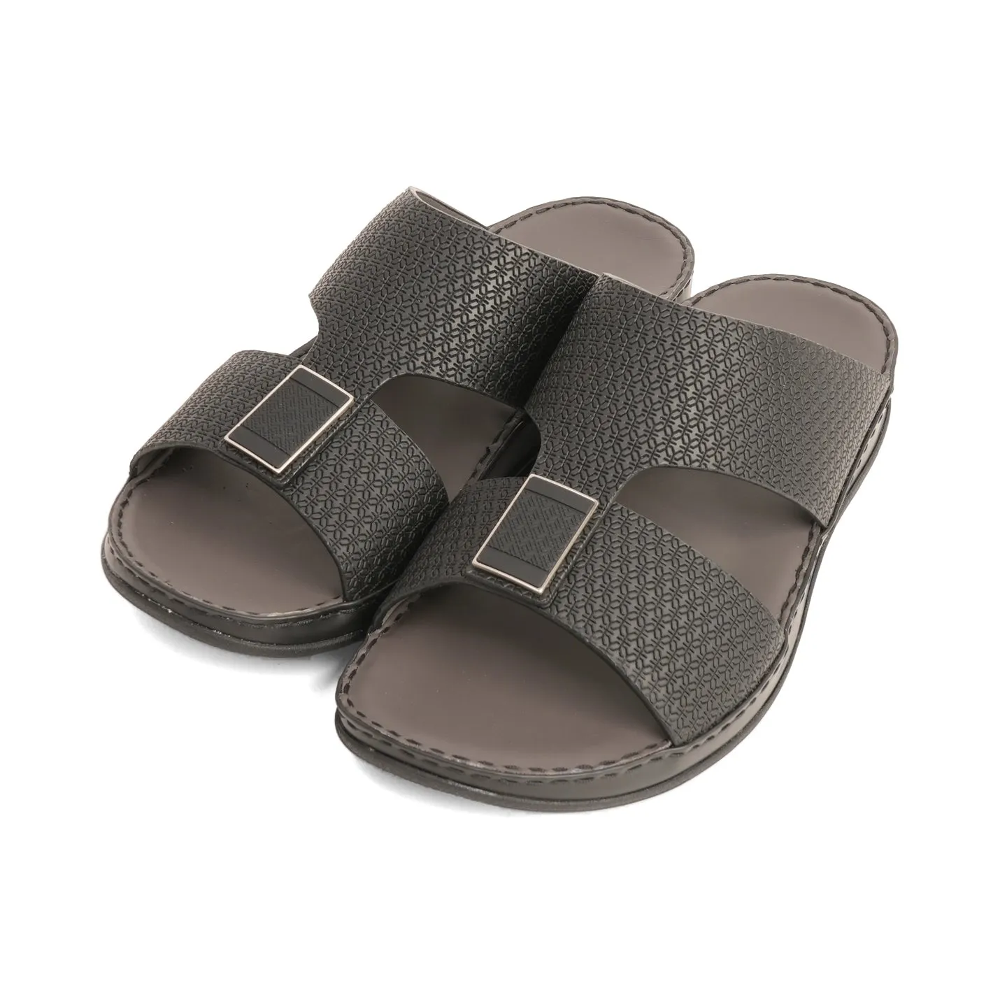Aetrex Men's traditional Textured Leather Arabic Sandals - Black