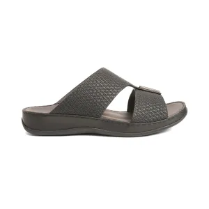 Aetrex Men's traditional Textured Leather Arabic Sandals - Black