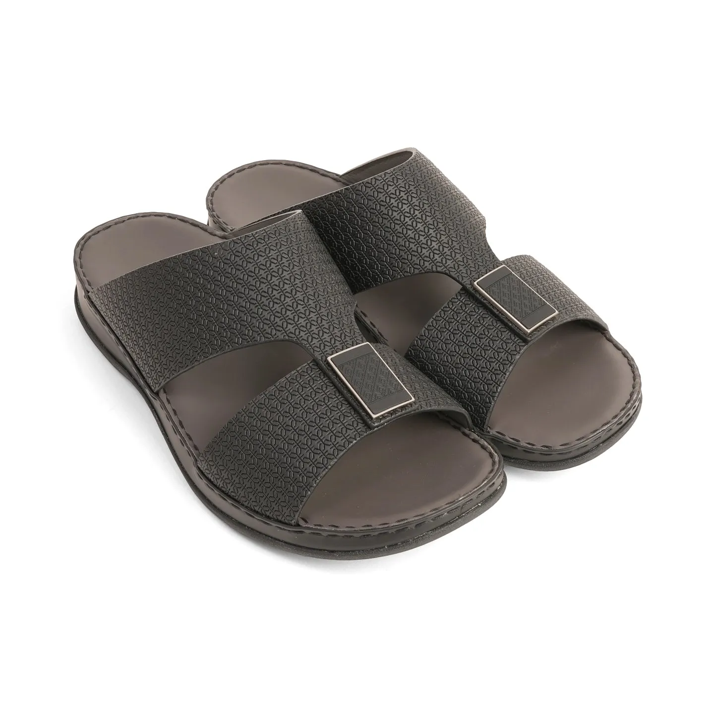 Aetrex Men's traditional Textured Leather Arabic Sandals - Black