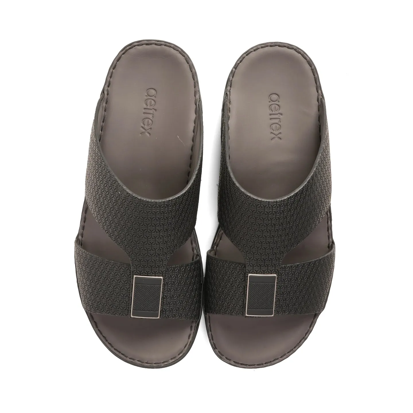Aetrex Men's traditional Textured Leather Arabic Sandals - Black