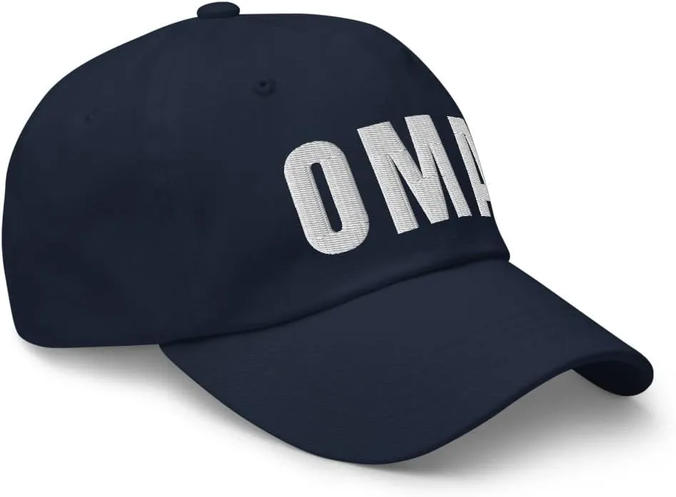 Airport Code OMA Hat Omaha Nebraska NE Dad Cap Embroidered Dad Hat Baseball Cap with Adjustable Buckle Strap