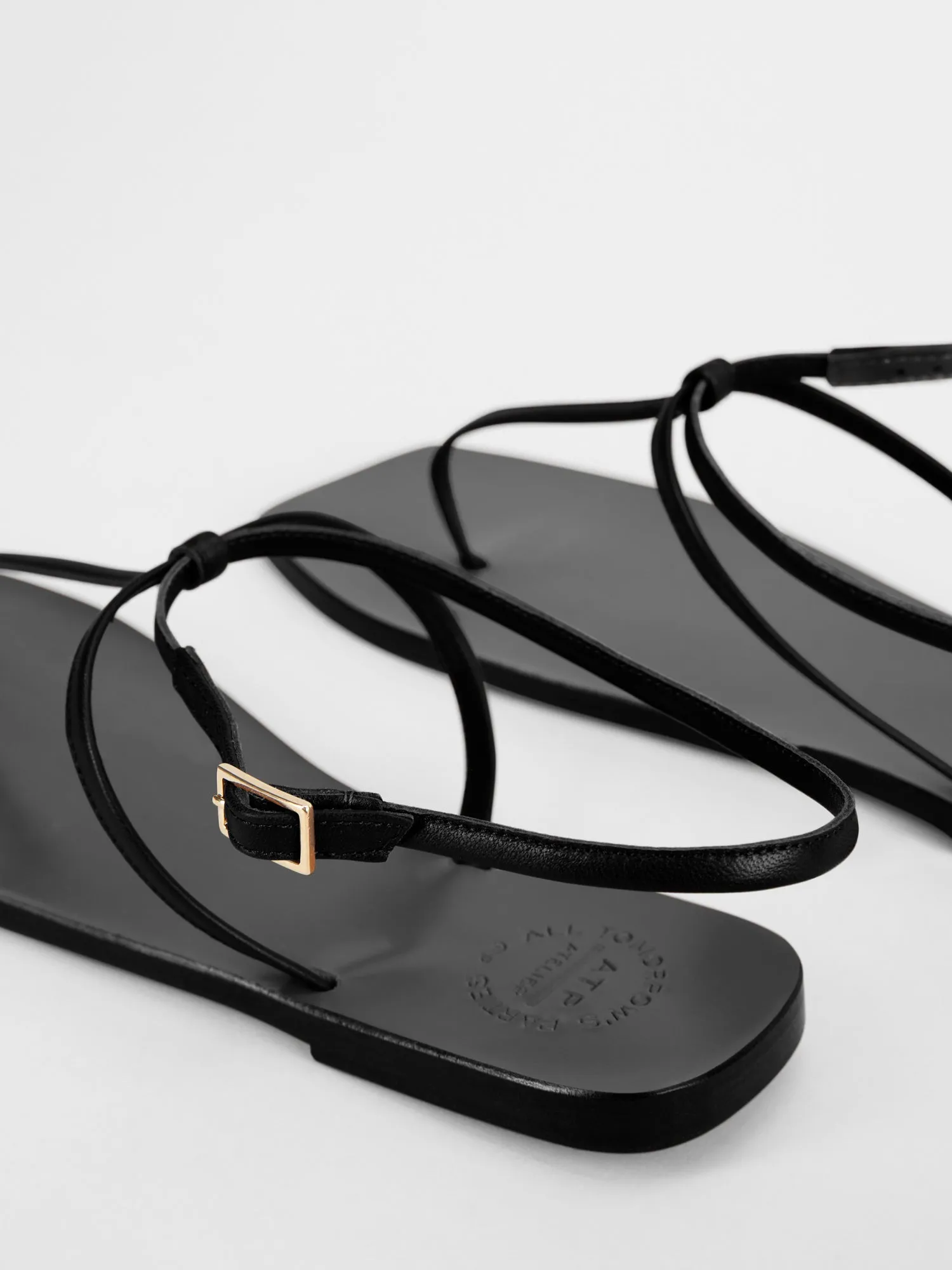Alassio Black Nappa Flat sandals