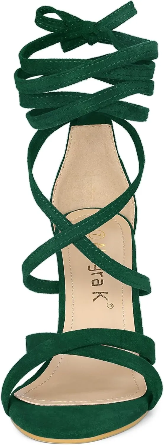Allegra K Women's Lace Up Heels Stiletto High Heel Sandals