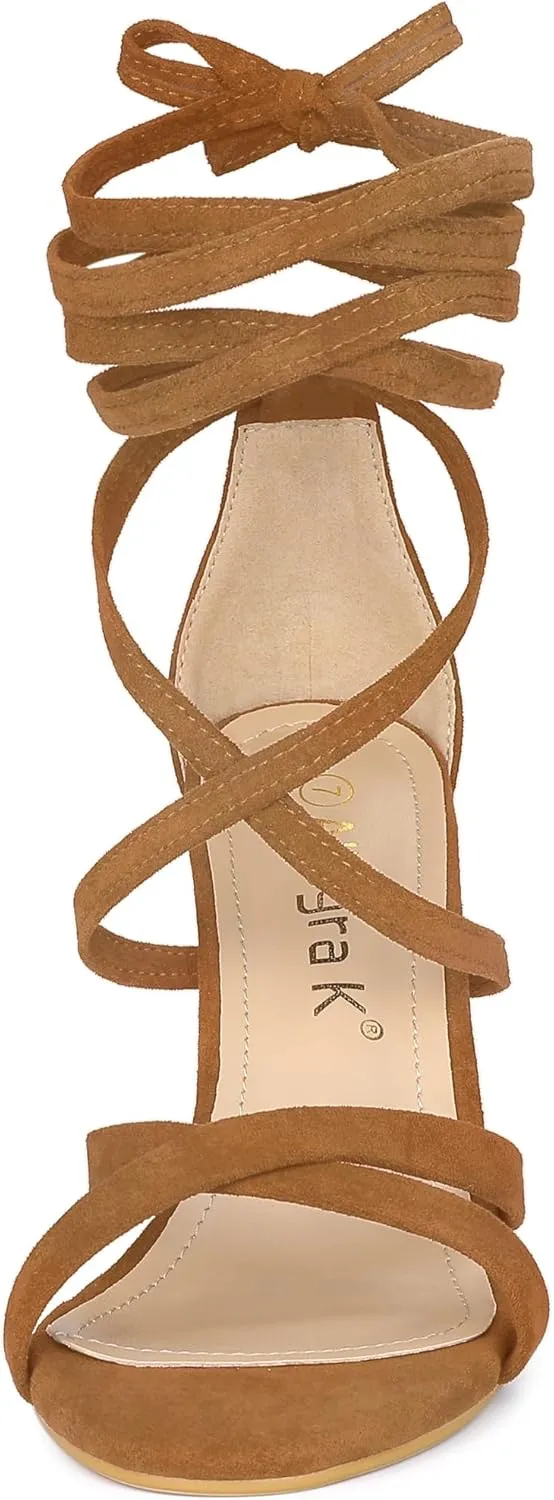 Allegra K Women's Lace Up Heels Stiletto High Heel Sandals