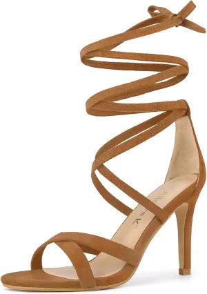 Allegra K Women's Lace Up Heels Stiletto High Heel Sandals