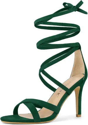 Allegra K Women's Lace Up Heels Stiletto High Heel Sandals