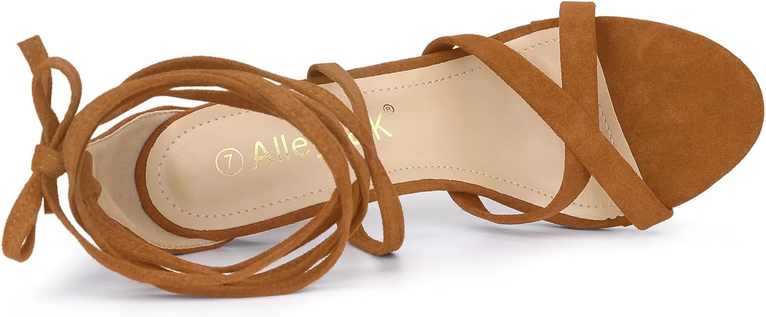 Allegra K Women's Lace Up Heels Stiletto High Heel Sandals