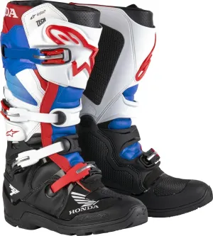 Alpinestars 2012723-1272-10: Honda Tech 7 Enduro Drystar Blk/Wht/Blu/Br Red Sz 10