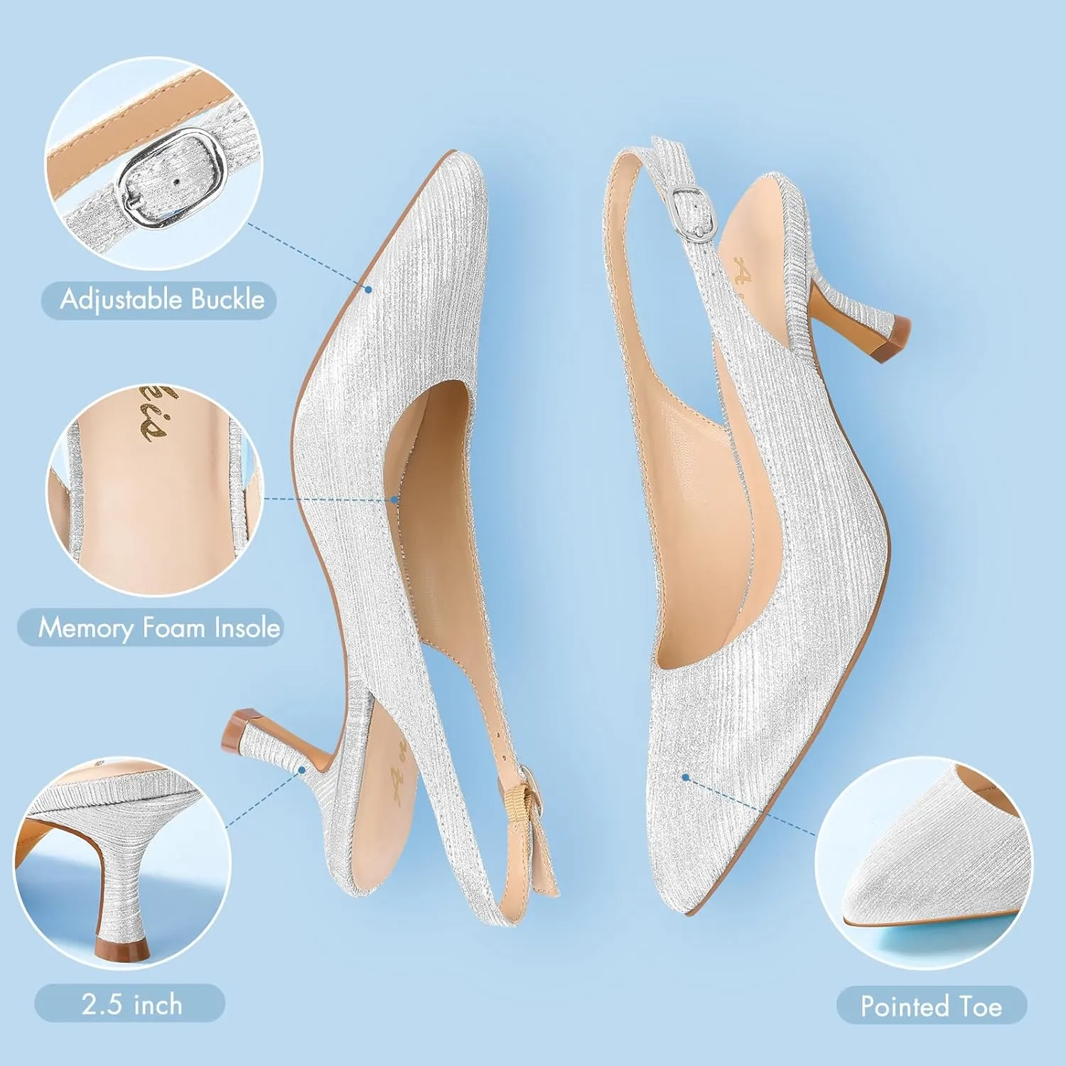 Ankis Slingback Heels for Women Closed Toe Women's Pumps Kitten Heel Wedding Party Casual Dress Shoes