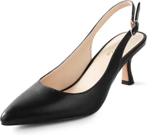 Ankis Slingback Heels for Women Closed Toe Women's Pumps Kitten Heel Wedding Party Casual Dress Shoes