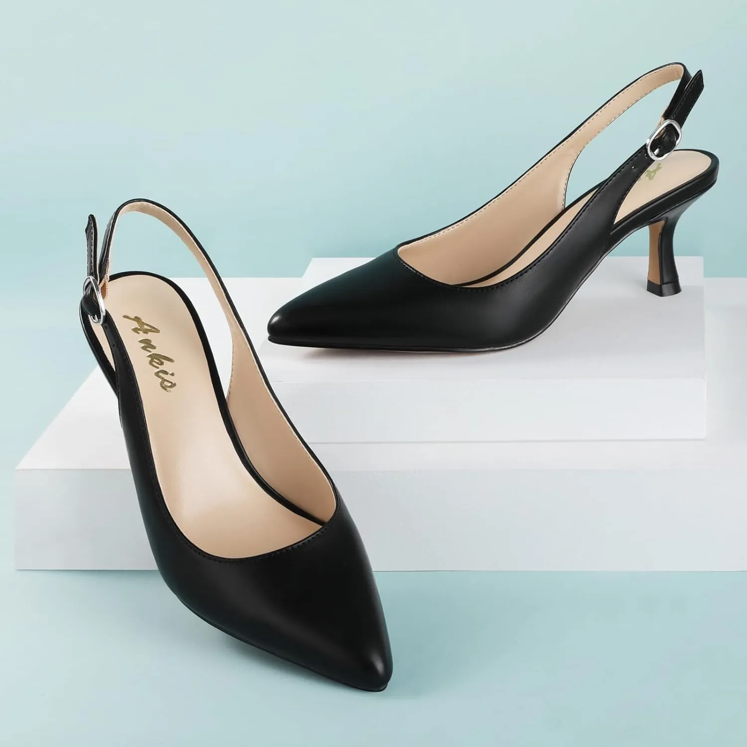 Ankis Slingback Heels for Women Closed Toe Women's Pumps Kitten Heel Wedding Party Casual Dress Shoes