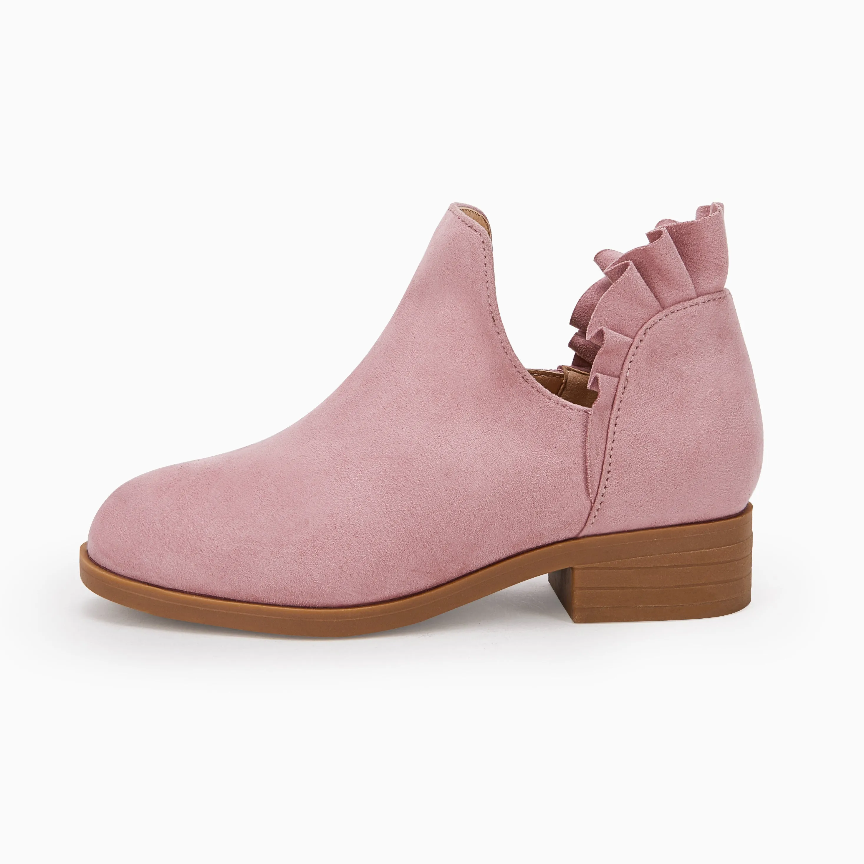 Ankle Heel Kids Girls Final hours Boots Comprehensive product line Block Cutout Booties Short Chunky Ruffle