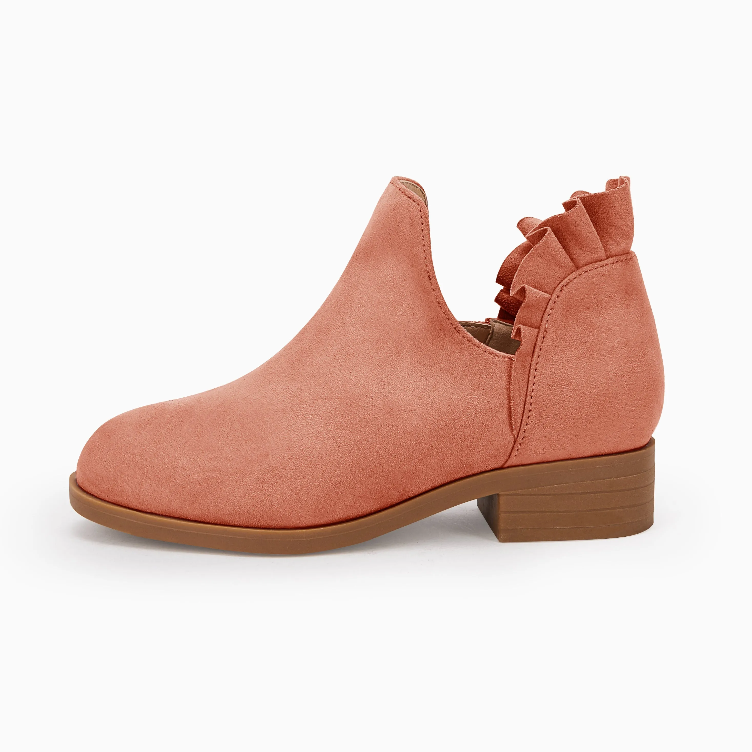 Ankle Heel Kids Girls Final hours Boots Comprehensive product line Block Cutout Booties Short Chunky Ruffle