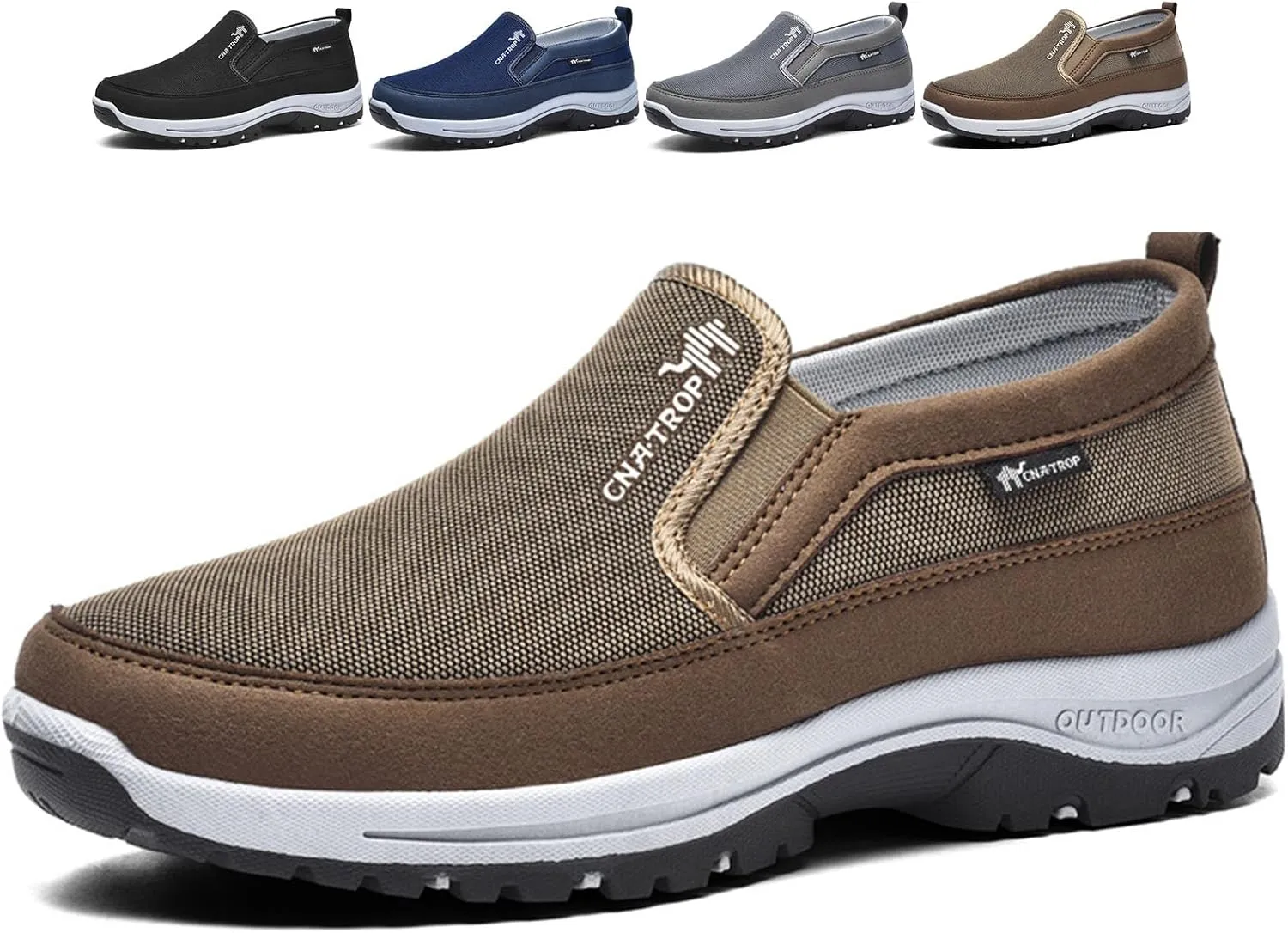 Auguscare Shoes Men, Men's Arch Support Slip-on Canvas Loafers, Men's Mesh Breathable Walking Shoes, Outdoor Casual Non Slip Orthopedic Sneakers