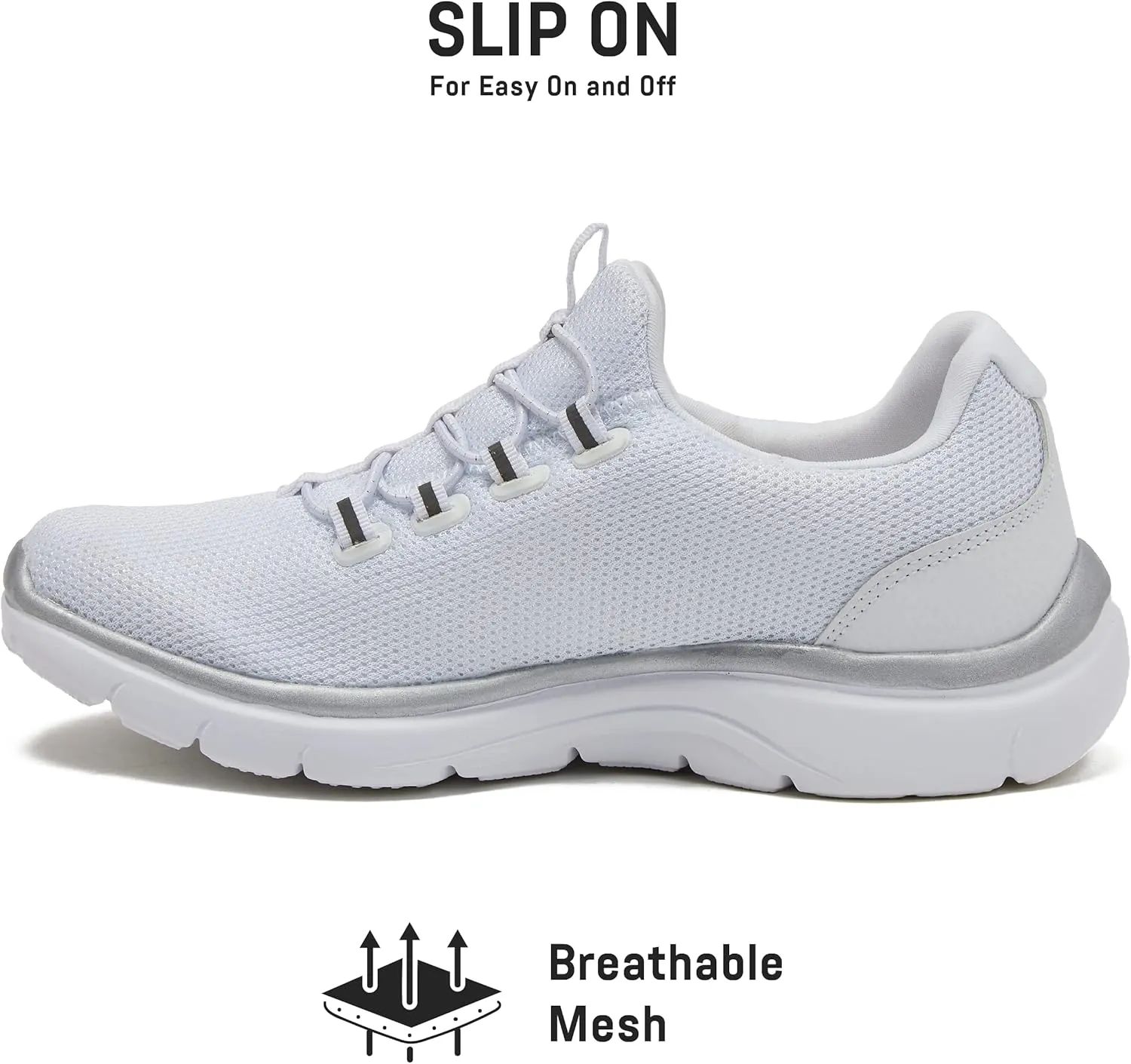 Avia Junction Women’s Slip On Sneakers - Comfortable, Breathable No Laces Shoes for Women with Memory Foam
