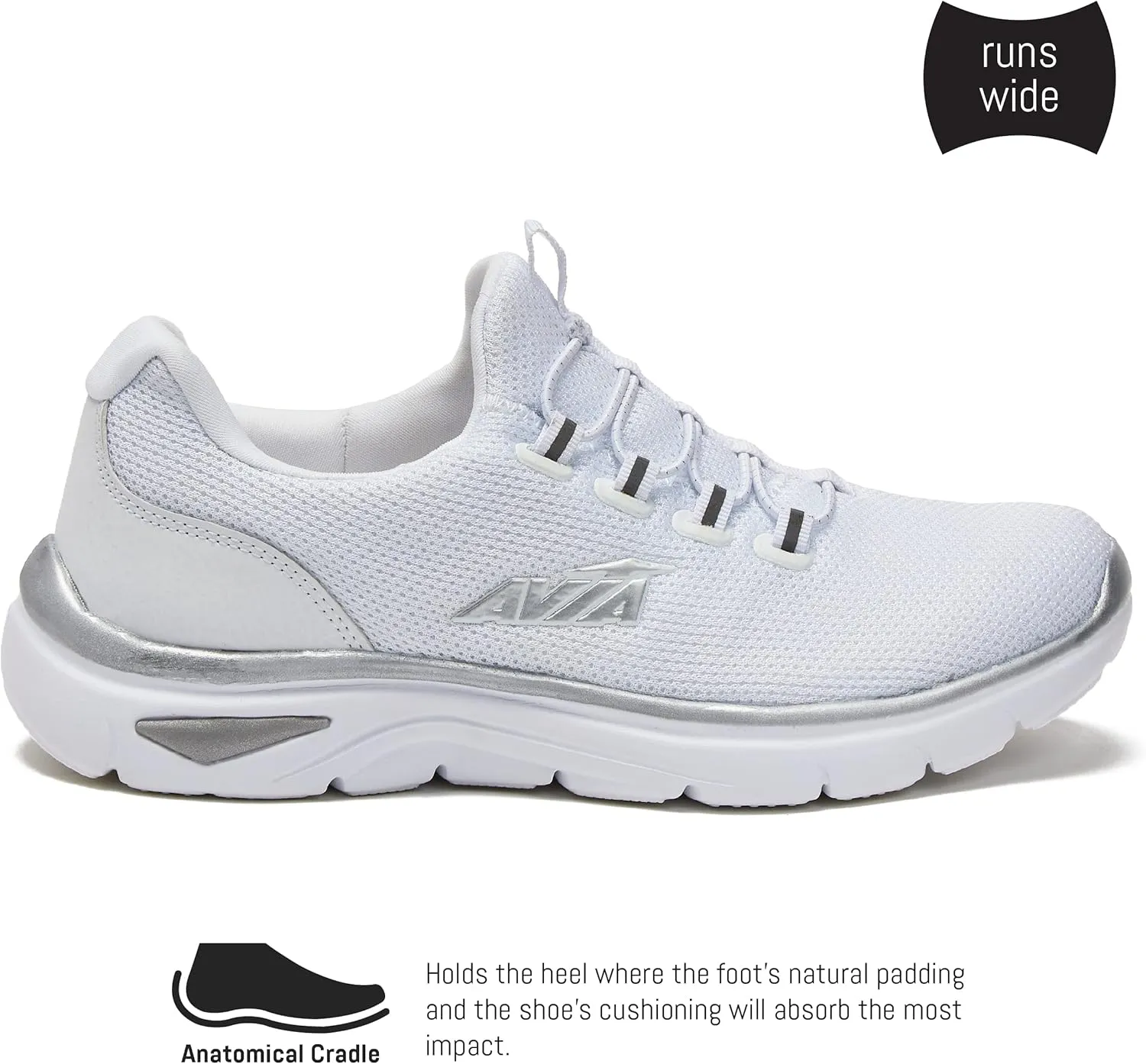 Avia Junction Women’s Slip On Sneakers - Comfortable, Breathable No Laces Shoes for Women with Memory Foam