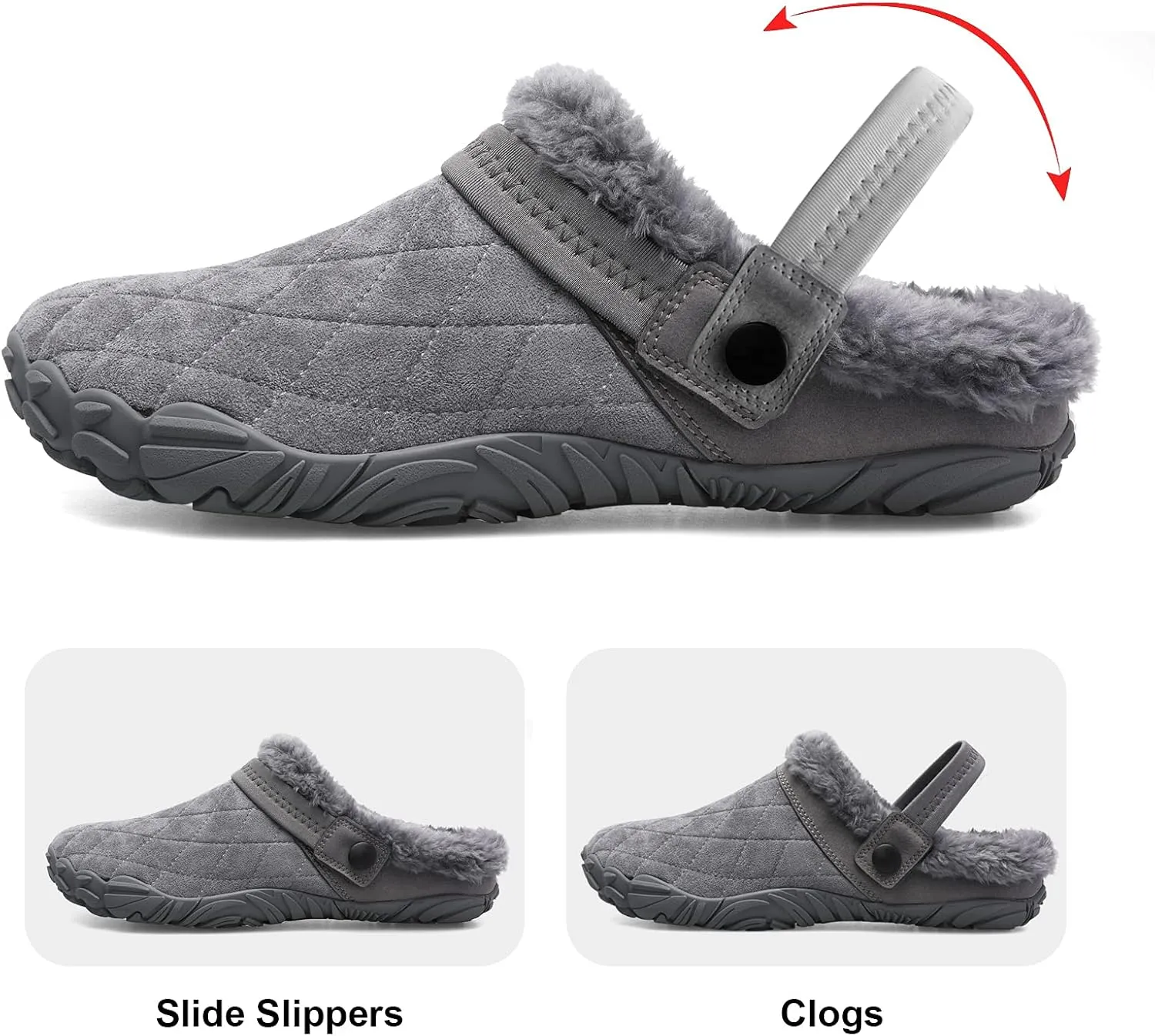 Besroad Womens Mens Furry Slides House Slippers Fuzzy Fluffy Bedroom Cozy Memory Foam Slippers Clogs