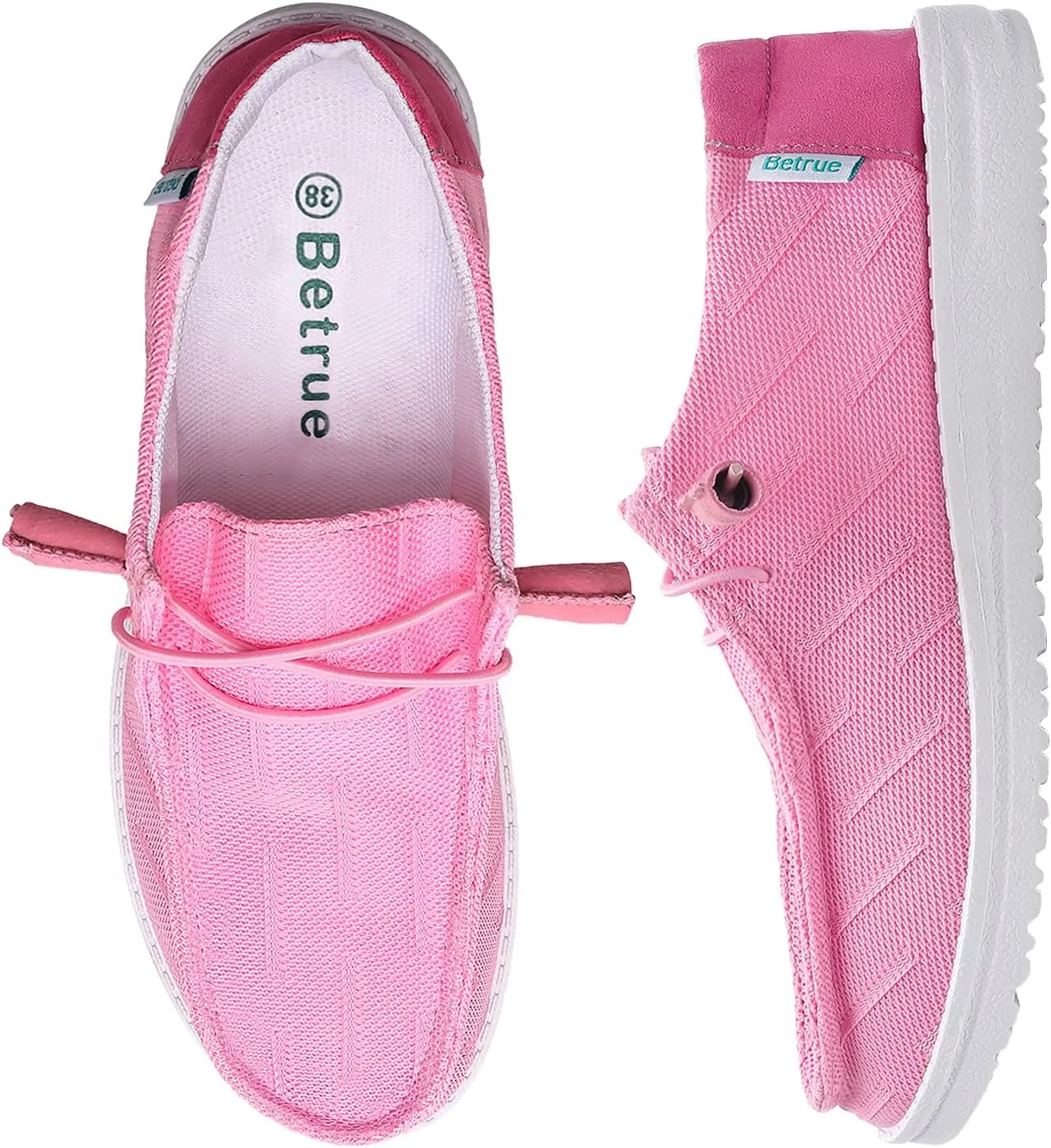 Betrue Women's Lightweight Boat Shoes, Casual Loafers, Slip On Deck Shoes, Breathable Canvas Sneakers