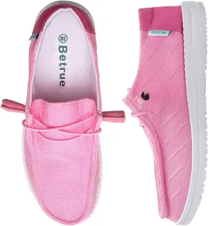 Betrue Women's Lightweight Boat Shoes, Casual Loafers, Slip On Deck Shoes, Breathable Canvas Sneakers