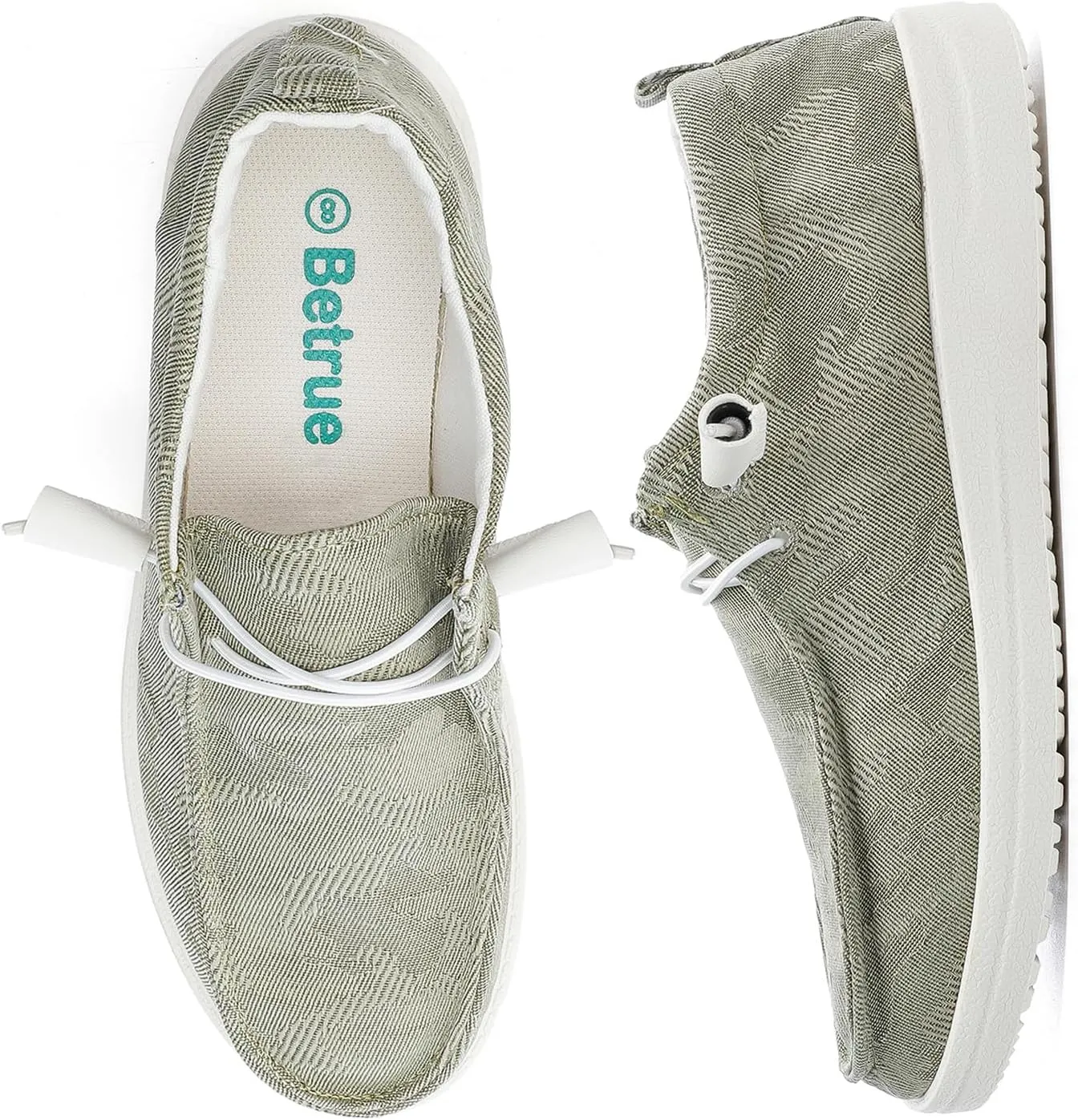 Betrue Women's Lightweight Boat Shoes, Casual Loafers, Slip On Deck Shoes, Breathable Canvas Walking Shoes