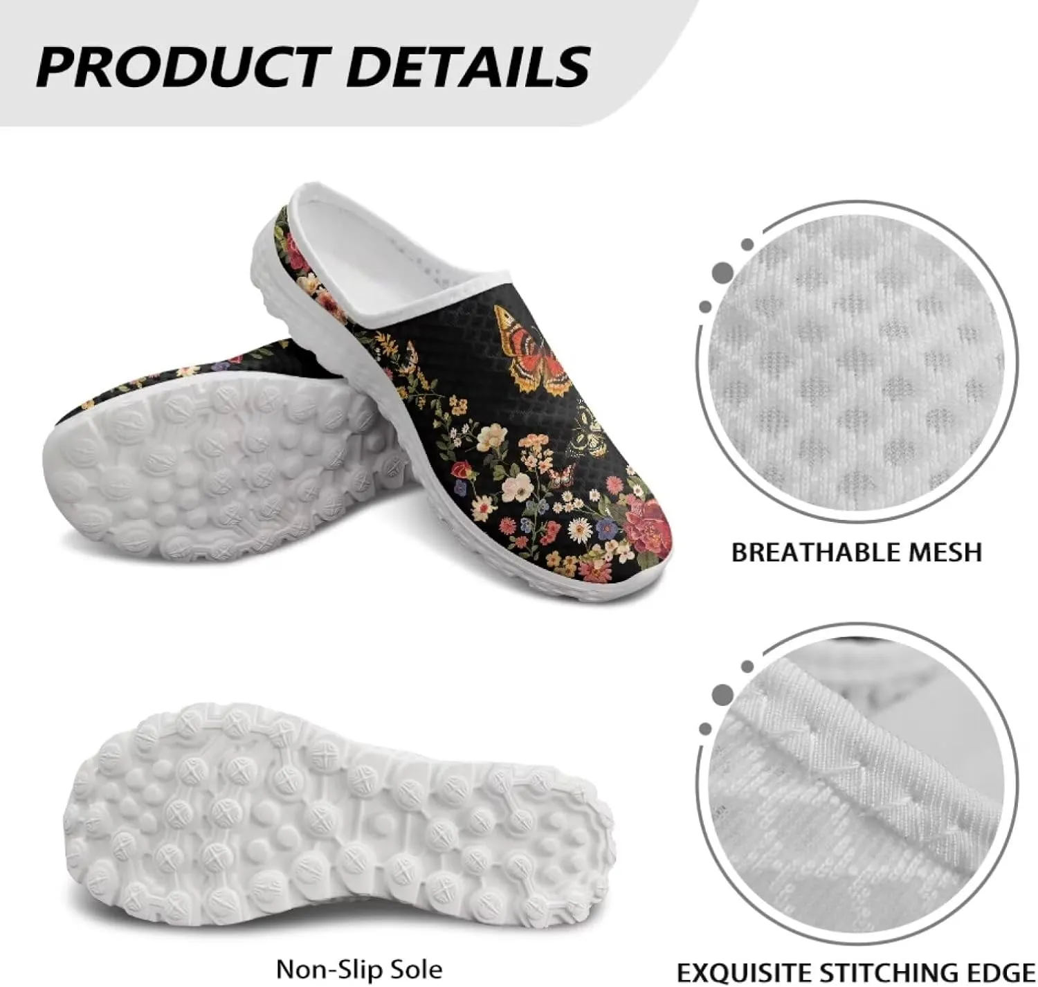 Binienty Women Mules Breathable Mesh Slip on Backless Walking Sneakers for Outings Shopping Camping