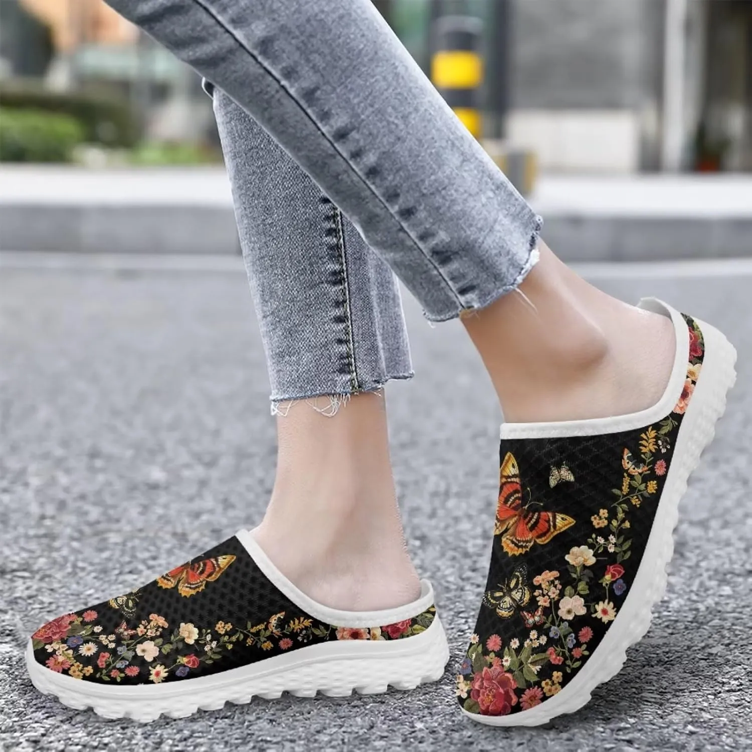 Binienty Women Mules Breathable Mesh Slip on Backless Walking Sneakers for Outings Shopping Camping