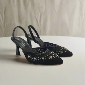 Black Fancy Heel Sandal For Women