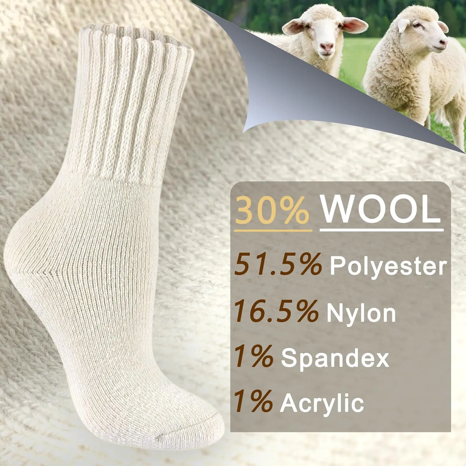 Boot Socks for Women Thermal Warm Socks for Men Winter Thick Hiking Crew Sock Women Youth 3/5 Pairs 5-10