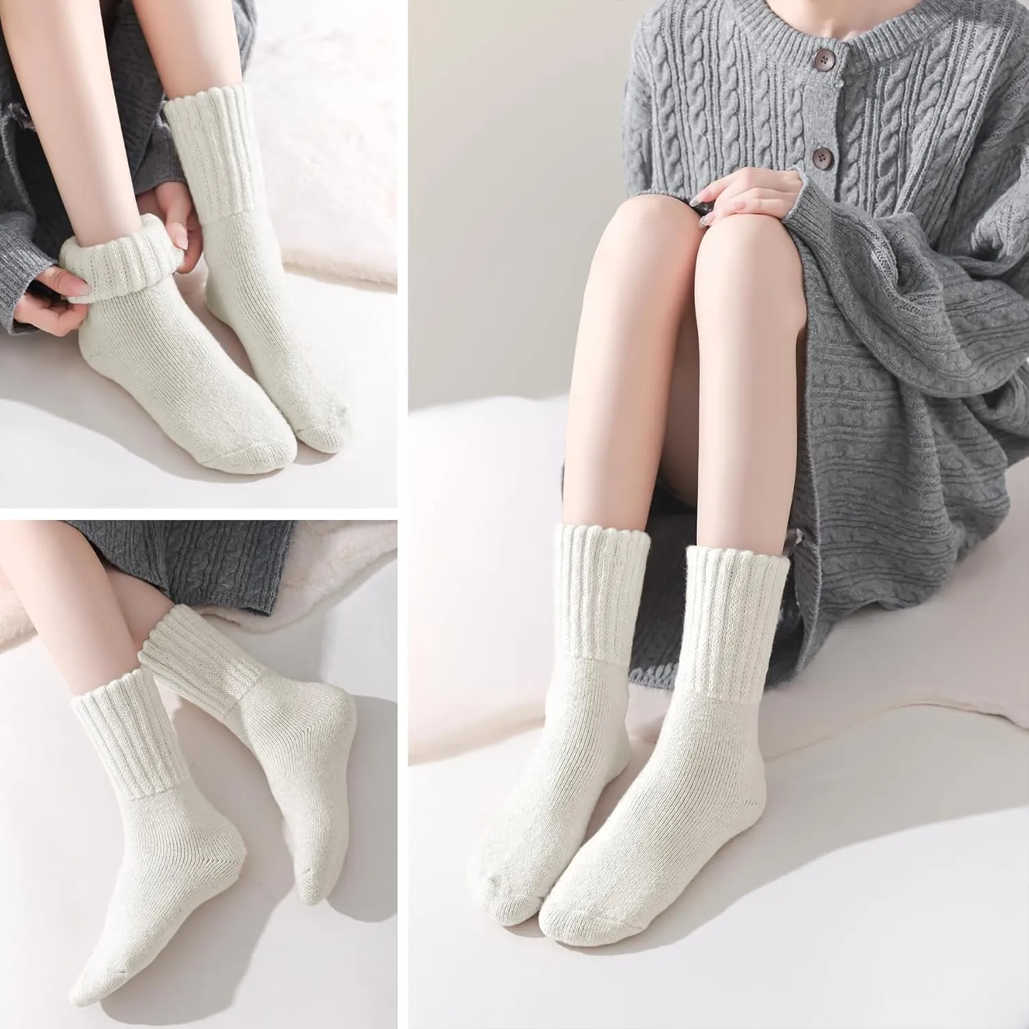 Boot Socks for Women Thermal Warm Socks for Men Winter Thick Hiking Crew Sock Women Youth 3/5 Pairs 5-10