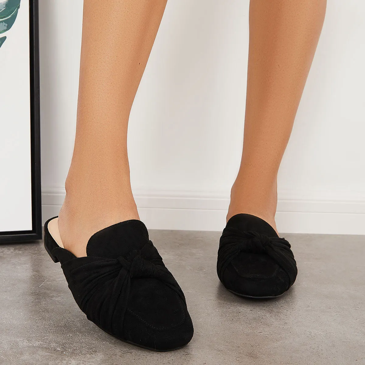 Bowtie Mules Slip Backless Loafers Handcrafted Compliance-certified Slide Heel Flat on