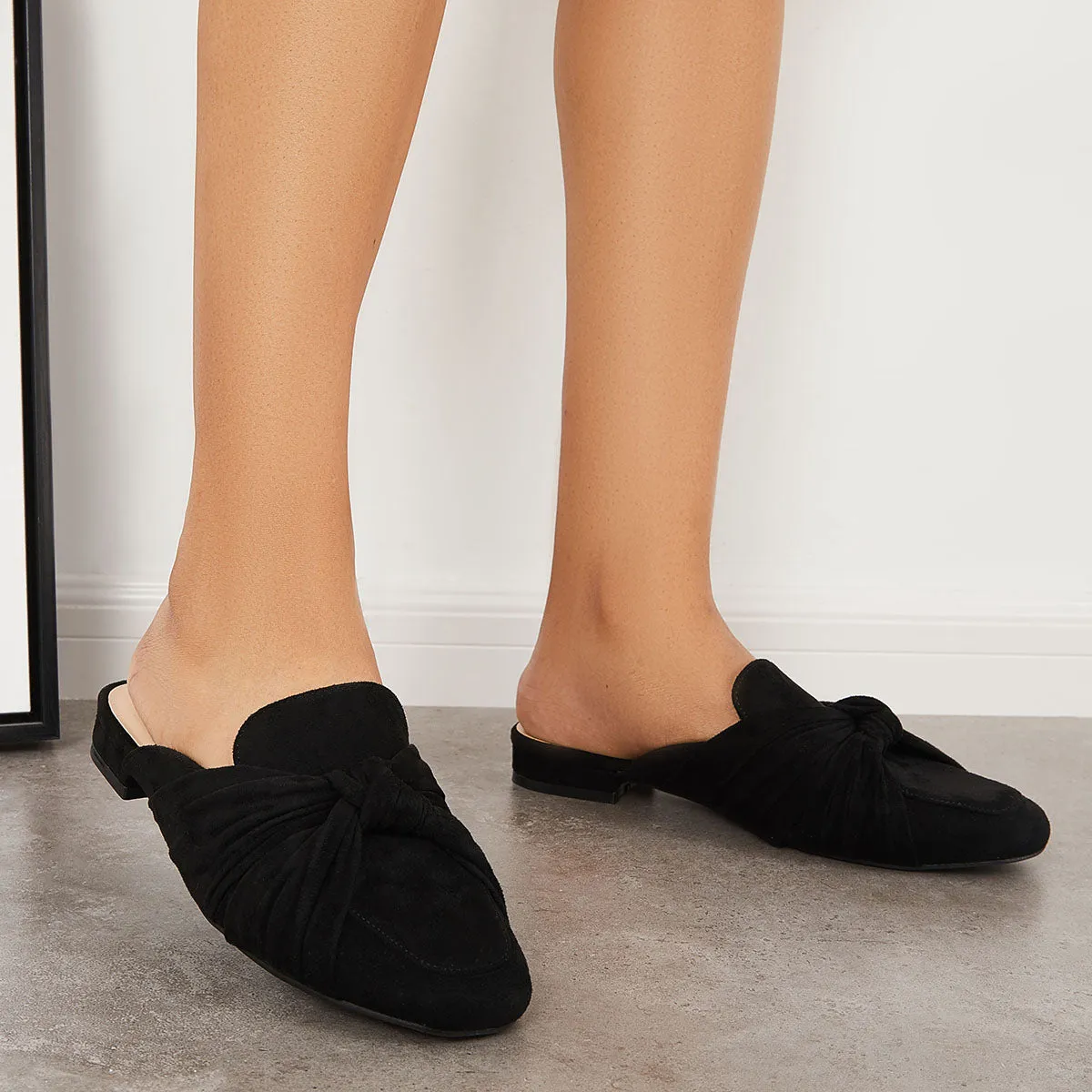 Bowtie Mules Slip Backless Loafers Handcrafted Compliance-certified Slide Heel Flat on