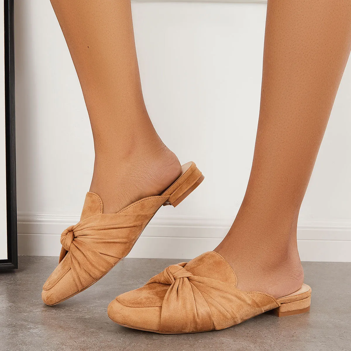 Bowtie Mules Slip Backless Loafers Handcrafted Compliance-certified Slide Heel Flat on
