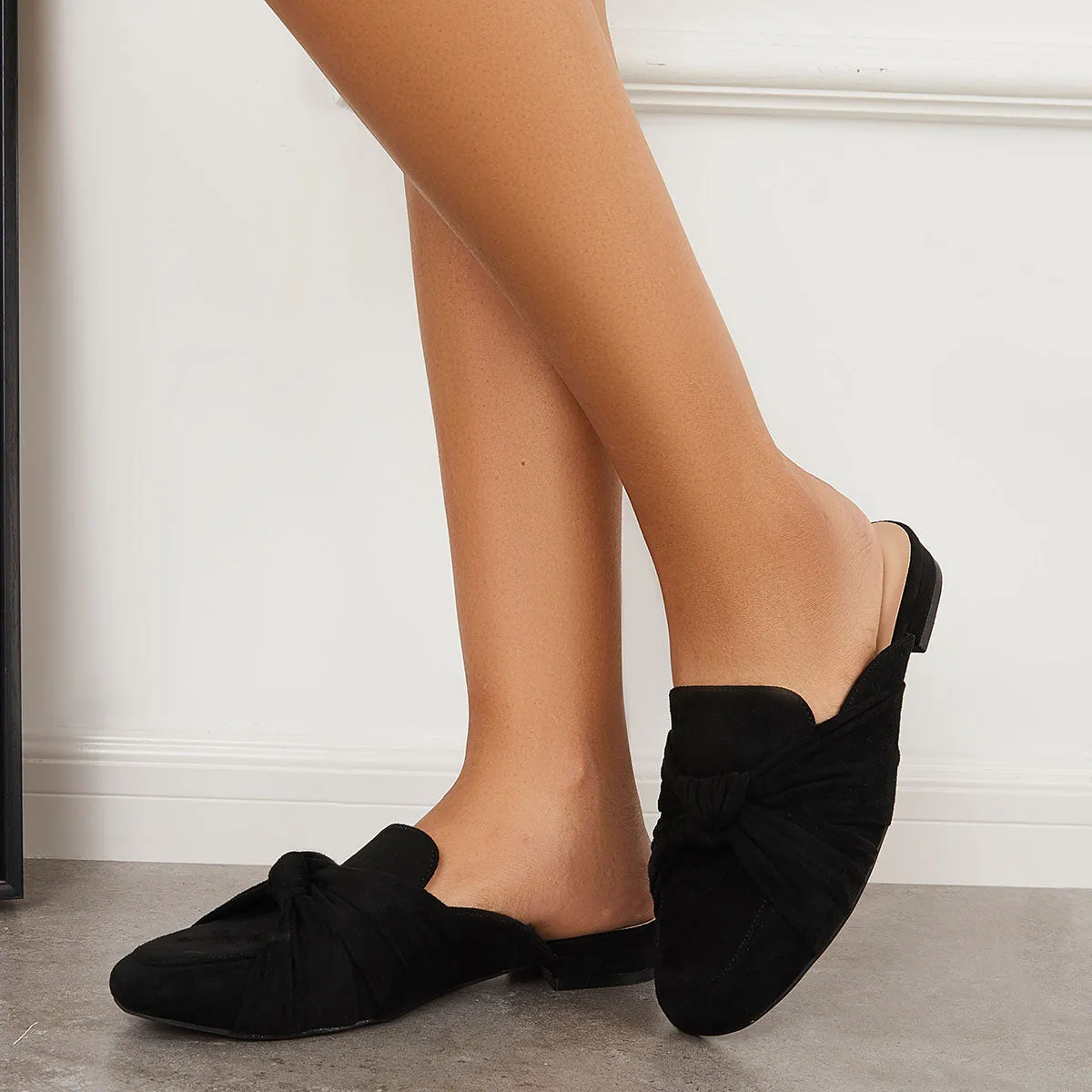 Bowtie Mules Slip Backless Loafers Handcrafted Compliance-certified Slide Heel Flat on