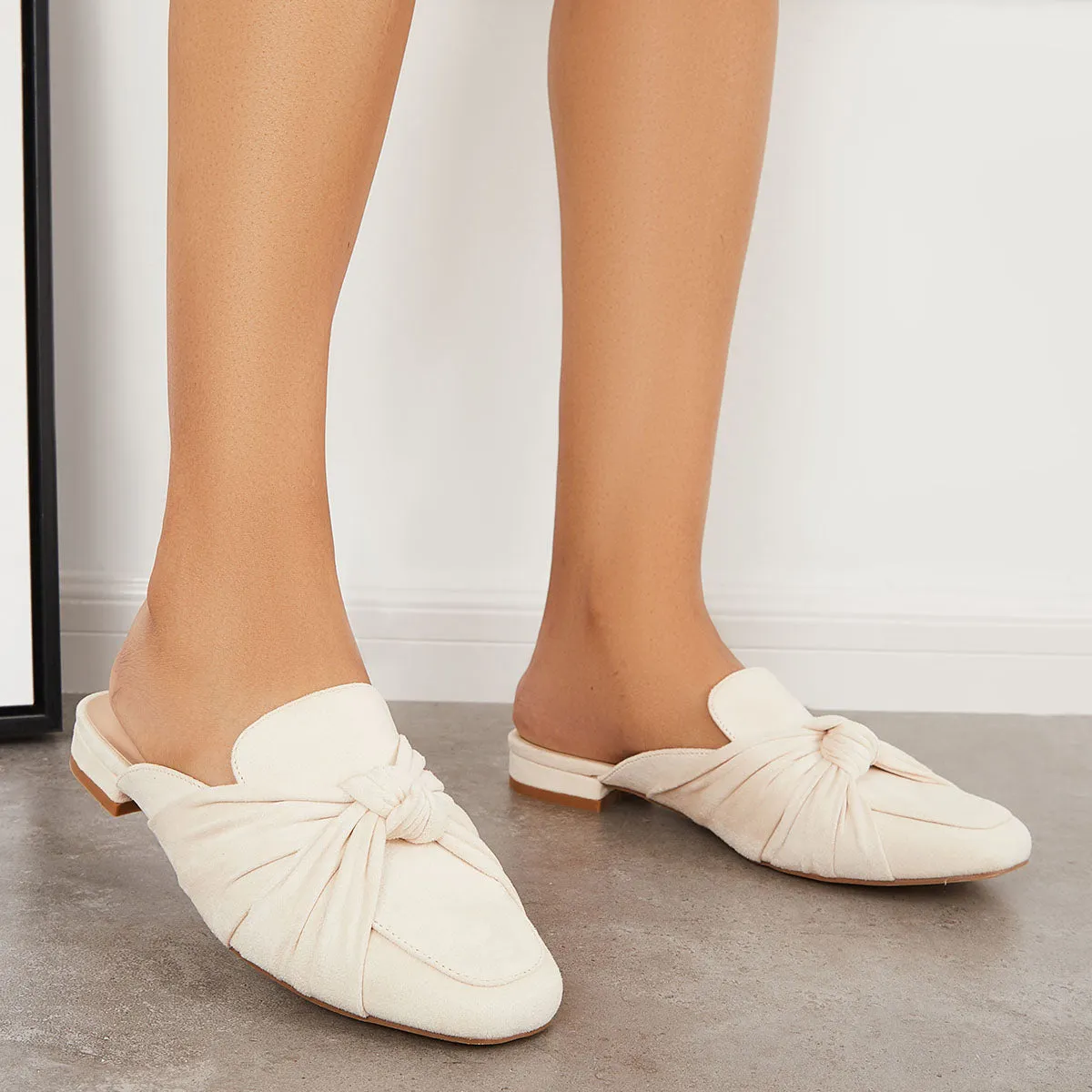 Bowtie Mules Slip Backless Loafers Handcrafted Compliance-certified Slide Heel Flat on