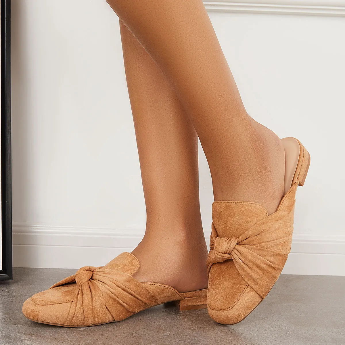 Bowtie Mules Slip Backless Loafers Handcrafted Compliance-certified Slide Heel Flat on