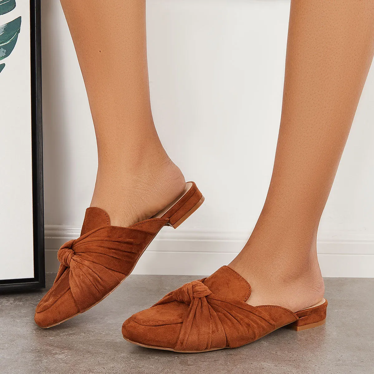 Bowtie Mules Slip Backless Loafers Handcrafted Compliance-certified Slide Heel Flat on